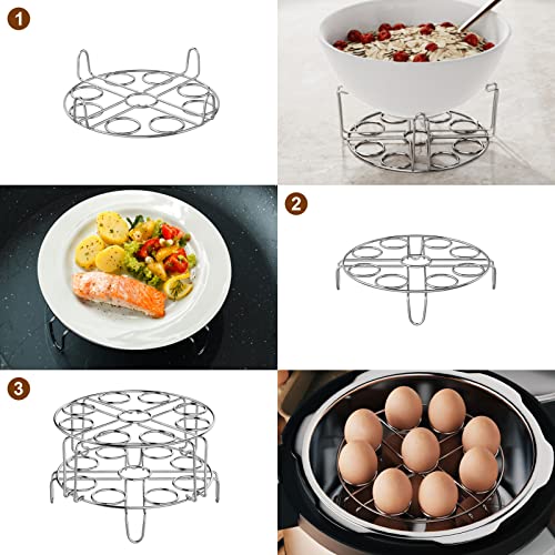 Egg Steamer Rack for Instant Pot - 2-Pack Stainless Steel Trivet | Stackable Racks to Hold 18 Eggs, For Pressure Cookers, Hard-Boiled & Deviled Eggs, Steaming, Meal Prep & Kitchen Use - color: Silver-2 Pack