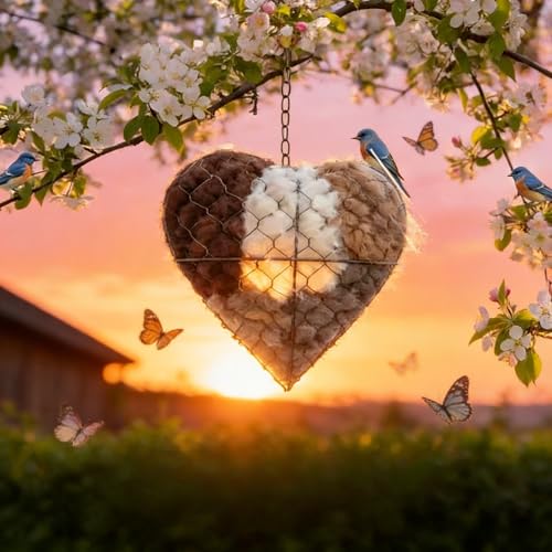 Handmade Fiber Bird Nesting Heart Build Birdhouse Wool Material Balls for Wild Birds