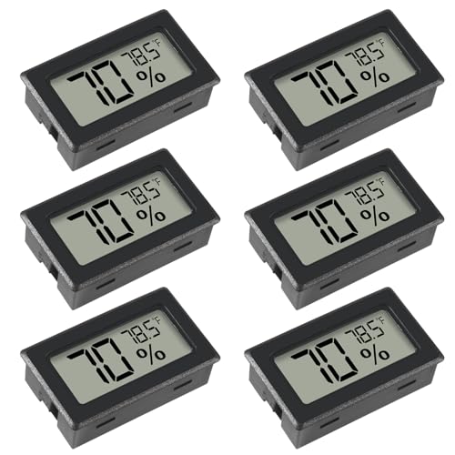6 Pack Mini Hygrometer Indoor Humidity Meter Hygrometer Thermometers ，Humidity Meters Gauge Hygrometer Mini Digital Thermometer Hygrometer with Fahrenheit (℉) for Humidors, Greenhouse, Garden, Cellar - color: 6PCS