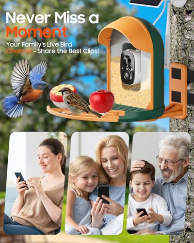 Bird Feeder with Camera, Smart Birdfeeder with Cam Solar Powered, 2K HD Video, AI Identification, Instant Arrival Alerts, IP66 Bird Bath & Feeder,Gift for BirdLover (with Stand, Dark Green) - color: Dark Green, style: With Stand