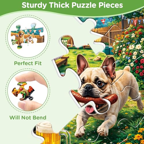 500 Piece Puzzles for Adults, BBQ Dog Party Jigsaw Puzzles 500 Pieces | Summer Picnic Garden Food Puzzle 500 Piece for Teens Seniors, Puppy Animal Pet Lover Jigsaw Puzzle, Family Game Puzzle Gift - color: Dog Party