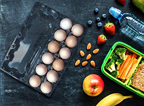 Large Plastic Egg Cartons 30 Packs with Sticker Labels for 12 Eggs, Cheap Bulk Egg Tray Egg Container Holder for Refrigerator, Storage, Family, Chicken Farm, Market, Camping