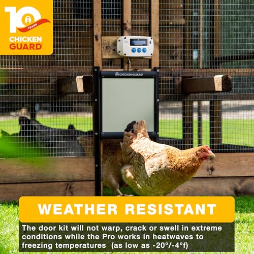ChickenGuard Automatic Chicken Coop Door Opener, Power by Solar/Batteries/Electric. Strong Motor Lifts 2kg; Timer/Light Sensing; Motor Units only or Combination Kits (PRO + Door + Batteries) - size: PRO + Door + Batteries