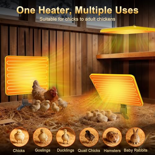 Brooder Plate for Chicks, 50–158℉ Chick Heat Plate with Smart Thermostat, UL Certified Radiant Heating Panel Brooder Heater, 180° Adjustable Angle & Hanging Design for Poultry Brooding & Chicken Coop