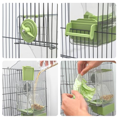 Automatic Bird Feeder, No Mess Bird Cage Feeder with Perch Multi-Functional Holder for Fruits Vegetables for Parakeet Canary Cockatiel Finch (Blue) - color: Blue
