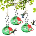 Pozfun Set of 3 Hummingbird Feeders for Outdoors Hanging,Hand-Blown Glass Hummingbird Feeder with Silicone Feeding Perch,Never Leak,Gardening Gifts for Woman Man(Green) - color: Green