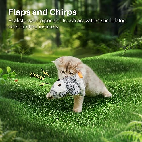 Potaroma Flapping Owl Cat Toys (No Flying), Lifelike Bird Chirp, Rechargeable Touch Activated Kitten Toy, Interactive Catnip Kicker Exercise Toys 4.0" for All Breeds | Rechargeable Touch Activated Kitten Toy, Interactive Catnip Kicker Exercise Toys 4.0 In