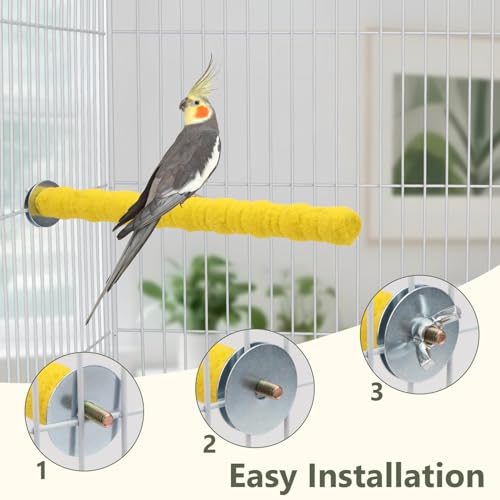 Litewoo Pet Bird Perch Parrot Rough-surfaced Stand Toy Branch Nature Wood Quartz Sand Branches Nail Perch for Small Medium Birds Cockatiel Parakeet Conure Cage Accessories (Yellow, 10.2in) - color: Yellow, 10.2in
