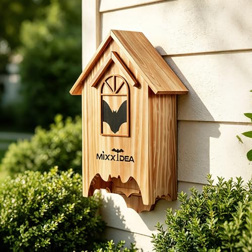 Bat House Bat Box Double Chamber Outdoor House Nursery Bat Shelter Habitatbig bat Box Handcrafted from Cedar Wood Easy for Bats to Land and Roost Weather Resistant & Ready to Install（Brown - color: Brown