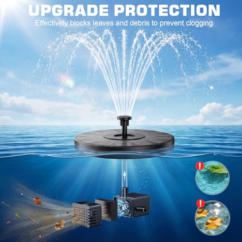AISITIN 3.5W Solar Fountain for Bird Bath with 6 Interchangeable Nozzles | Floating Solar Water Fountain Pump, Outdoor Solar Water Pump for Garden Pond, Aquarium, Fish Tank, Pool