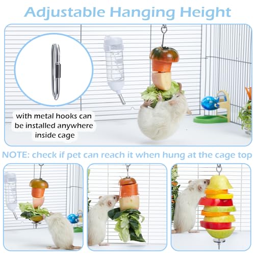 2Pcs Rat Enrichment Toys, 304 Stainless Steel Holder for Fruit Veggie | Fancy Mice Cage Puzzle Toy, Hanging Rodent Slow Feeder to Keep Pets Healthy, Bird Foraging Toy for Parakeet, Dishwasher Safe - color: 2pcs, size: B