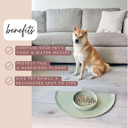Waterproof Silicone Dog Food Mat – Medium Size Non-Slip Pet Bowl Mat, Raised Edge Design, Easy-to-Clean Pet Food Placemat for Dog & Cat Bowls, 21" Across x 10.5" Deep - Terracotta - color: Terracota, size: Medium