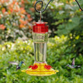 Shrdaepe Hummingbird Feeder, Glass Bottle Bird Feeders, 5 Feeding Ports (Red & Yellow) - color: Red & Yellow