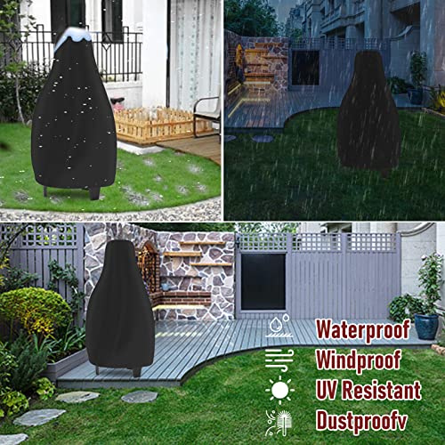 Chiminea Cover Outdoor Waterproof Chiminea Fire Pit Cover Heavy Duty Durable Chimineas Protection Cover with Drawstring (Black, 24D x 48H in) - color: Black, size: 24D x 48H in