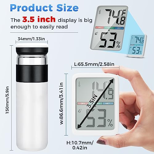 Digital Thermometer Hygrometer, Large LCD Screen Room Thermometer Temperature, Wall Thermometer Humidity Indoor with High Accuracy, Suitable for Greenhouse, Home and Office Measuring Devices