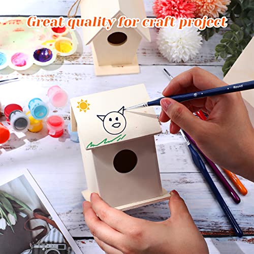 Jetec 12 Pieces Bird House Craft Wooden Birdhouse Kit Build and Paint Birdhouses Unfinished Bird Houses Wooden Arts for Summer Arts and Craft Projects 3 Sizes