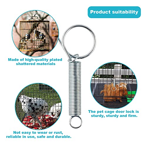 20PCS Spring Latch Hook for Cage Spring Cage Latch Metal Finger Spring Door Hook for Fixing Rabbit Birds Dog Cat Parrot Small Animal (4.52Inch) - size: 4.52Inch