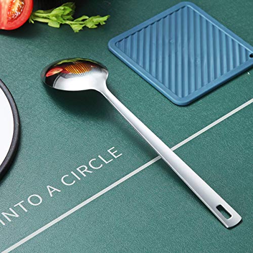 Cooking Spoon, Berglander Stainless Steel Solid Serving, Basting Spoon For Cooking, Kitchen Non-Stick And Heat Resistant, Dishwasher Safe, Easy to Clean - size: C. Solid Spoon