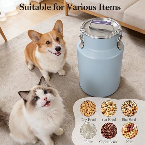 25lb Stainless Steel Dog Food Storage Container with Lid and Scoop | Airtight Metal Pet Food Storage, Large Capacity, Durable, Rust-Proof, Moisture-Proof, Keeps Kibble Fresh for Daily Use - size: Small