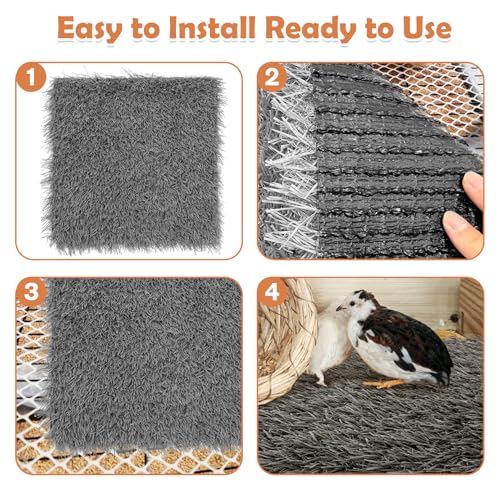 Hamiledyi Chicken Nesting Pads 6 Pcs Washable and Reusable Nesting Pads for Chicken Coop Artificial Grass Rug Carpet Synthetic Turf Mat Garden Lawn Bedding for Chicken Hen Small Pets(Grey, 12"x12") - size: 6 Pcs Grey