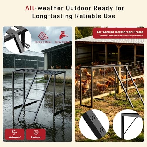 Metal Chicken Perch with Swing & Ladder for Coops or Runs, Black | Rustproof Roosting Bars, Chicken Coop Accessories for Outdoor Chicken Playground & Jungle Gym to Keep Flock Happy and Active - color: Black