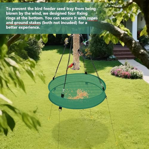 2Pcs Bird Seed Catcher Tray for Hanging Bird Feeder Platform, 4" Deep Birdseed Hoop for Hummingbird Feeders Bee Feeder Outdoor Garden Accessories (Green, 20inch)