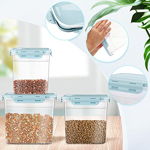 Patelai 6 Pcs Dog and Cat Food Storage Containers with Scoops Set Plastic Pet Food Storage Containers Stackable Airtight Dry for Kitchen 1.27 Qt, 2.4 Qt, 4 Qt(Blue) - color: Blue