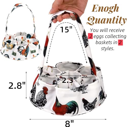 Noamus 2 Pack Eggs Collecting Bags, Mini Canvas Eggs Gathering Basket with 7 Pouches, Easter Egg Collector for Chicken Hen Duck Goose Housewife Garden Transporting Storage(2 Styles)