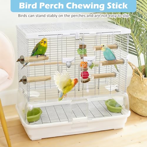 Tfwadmx 8 PCS Parakeet Perch Bird Stand Toy Natural Wood Platform Grinding Nail Cage Accessories for Small Birds Cockatiels Lovebirds Budgie Parrots
