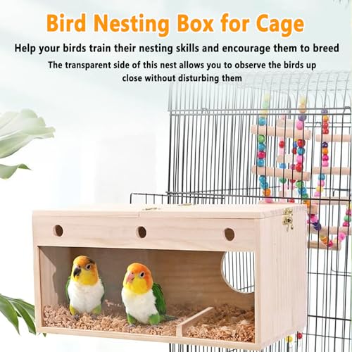 kathson Parakeet Nesting Box,Transparent Parrots Breeding Mating Boxes Nest House,Bird Cage Nesting Box for Cockatiel,Budgie,Lovebirds,Conure,Finch,Canary,L - size: L: 11.81*5.7*5.9 inches