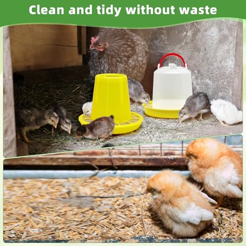 Funnymoom 12 Pack 1.5L Baby Chicken Feeder and Waterer Set Top Bird Small Poultry Feeding for Pigeon Chick Drinker Duckling Quail Feeding Dispenser (Yellow)