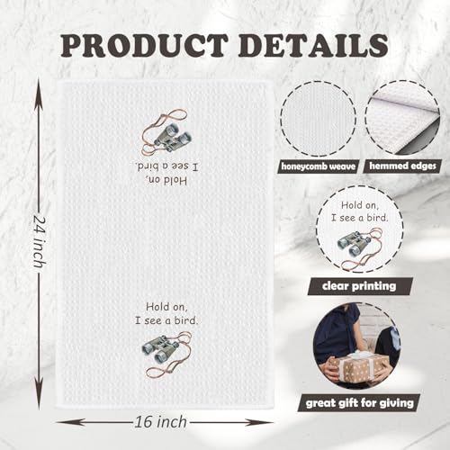 Chicimln Bird Watching Gifts Kitchen Towels, Birding Lover Gifts Decorative Hand Towels for Bathroom, Hold on I See a Bird Dish Tea Towel Drying Cloth for Kitchen, 16x24 Inch - color: Bird Nerd B