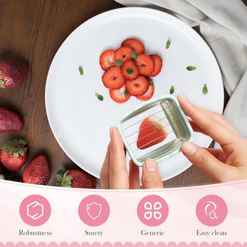 8PCS Cup Slicer Set - Fruit Vegetable Cutter for Strawberry, Banana, Egg, Mushroom - Handheld Kitchen Slicer with Cleaning Brushes, Stainless Steel PP Safe Material (Multi-Color)