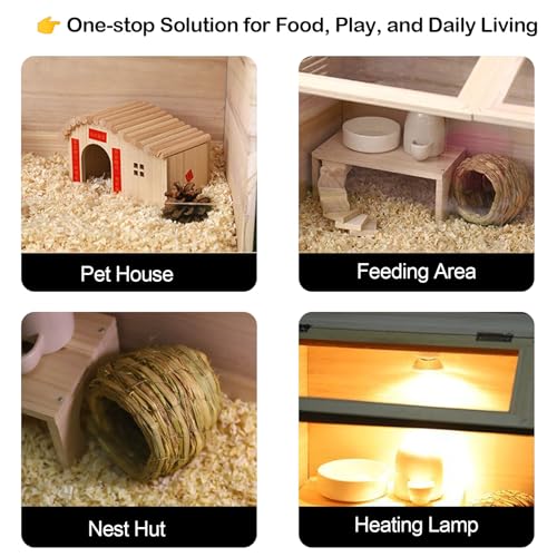 32"x16"x16" Brooder Box for Chicks, with 20In Legs Heat Lamp and Thermometer, Feeder, Waterer Toys Set for Chicks, Lizard, Parrot, Hamster, Quail, Hedgehog Cage