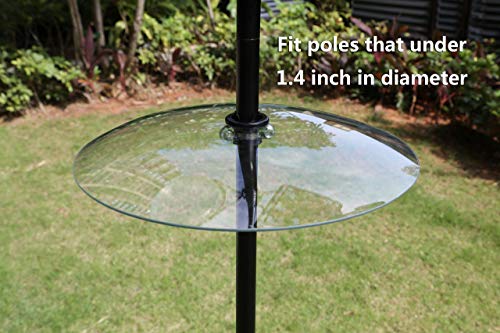 2 Pack 13 1/2 Inch Clear Glass Squirrel Baffle Weather Guard for Shepherd Hook or Bird Feeding Station Pole or Hanging Bird Feeders