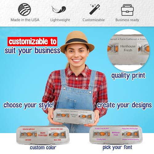 MT Products Custom Printed Egg Cartons Hold Twelve Eggs - Natural Pulp Personalized Egg Container (Pack of 25) - Made in USA - size: Custom Printed