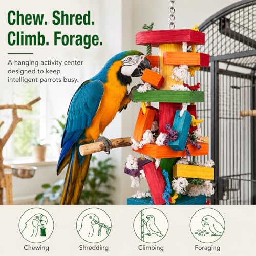 35" Extra Large Parrot Toys - Chewable Foraging Toys for Macaws, African Grey, Amazon Parrots - Durable Bird Cage Accessories Gift - size: 35"