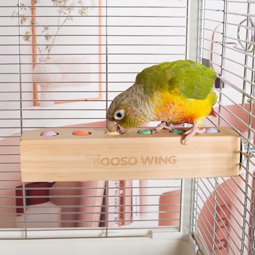 Bird Toys & Bird Perch, Bird Wooden Block Chewing Toy Parrot Foraging & Puzzle Toys Bird Cage Accessories for Conures Parakeets Cockatiels Lovebirds African Grey Macaws (Spinning Ball) - color: Spinning Ball