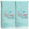 SmoothNovelty 2 Pcs Bird Hand Towels for Bathroom Decor 14x29 Inch | Embroidered Bathroom Hand Towels, 100% Cotton, Soft Absorbent, Bird Bathroom Kitchen Decor, Spring Summer - style: Bird