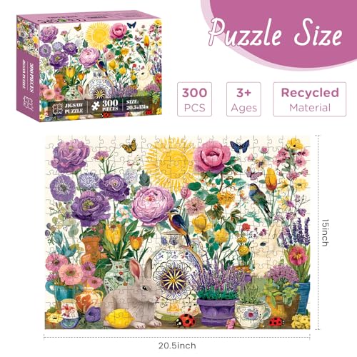 300 Pieces Jigsaw Puzzles for Adults, Garden and Rabbit Jigsaw Puzzle - style: Garden and Rabbit