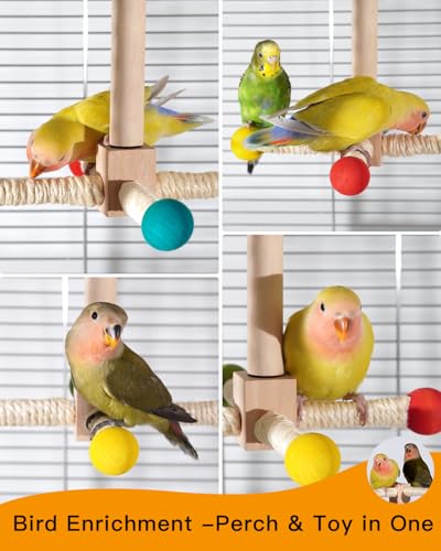 Bird Perch Toy, 360° Rotating Parrot Perch, Interactive Spinning Bird Cage Toy for Budgies, Cockatiels, Lovebirds, Parakeets and Small to Medium Birds