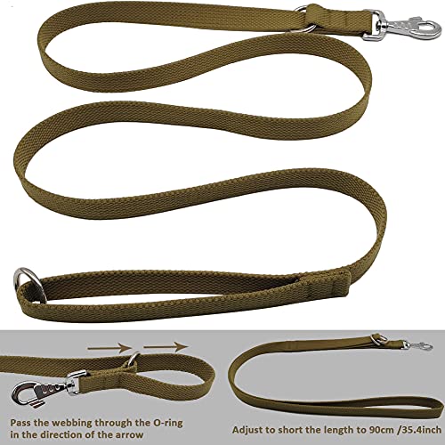 6ft Heavy Duty Tactical Dog Leash Military Brown Cotton K9 Dog Leash | Medium Large Dog Leash Strong for Outdoor Walking Hunting Hiking, Thick Webbing No Tangle Metal Hook - color: coyote brown