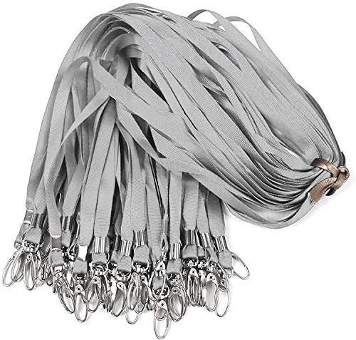 Lanyards 100Pcs Bulk Lanyard for Id Badges,Badge Lanyards Swivel Hooks Clips Great for Name Tags Badge - color: Gray