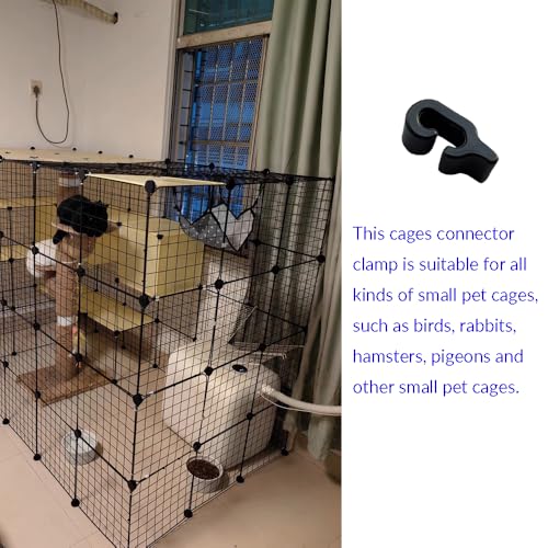 60 Pcs Plastic Pet Cage Door Clips for Small Pet Bird Hamster | Black Rabbit Cages Connector Clamp