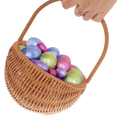 SEWACC Wicker Basket with Handle Weaving Easter Basket Flower Girl Picnic for Home Party Wedding Decor