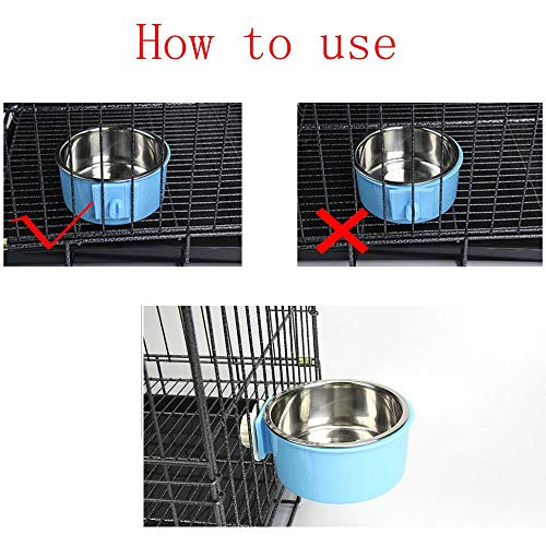 Crate Dog Bowl Removable Stainless Steel Water Food Feeder Bowls Cage Coop Cup for Cat Puppy Bird Pets - color: Purple, size: Small