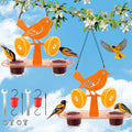 2 Pack Oriole Feeder for Outdoors with Built in Ant Moat, Metal Bird Feeder with 2 Jelly Cup & Orange Holder, Bright Orange Hanging Oriole Feeders for Backyard