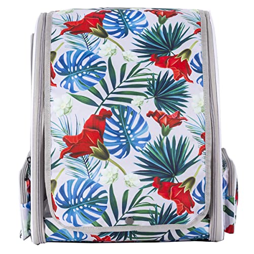 Bird Travel Carrier Backpack with Wooden Stand Perch, Small to Medium Bag to Carry Parrot Parakeet Conure Cockatiel (Multi-Colored, Bird Backpack) - color: Multi-Colored