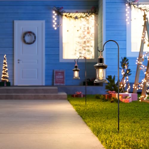 GOFORWILD 2 Pack Adjustable 49 Inch Shepherd Hooks for Bird Feeder Outdoor | Premium Metal Garden Hook for Outdoor, Hanging Plant, Solar Lights, Lanterns, Bird Feeders, and Wedding Decor - size: 49 Inch
