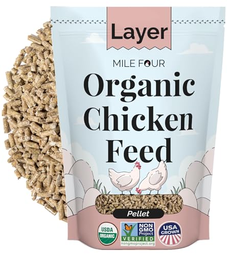 Mile Four Organic Chicken Feed, Layer Pellet, Non-GMO, USA Grown 2 lbs | 16% Protein; Corn & Soy-Free; USA Grown; Non-Medicated; No Fillers or Additives; Supports Egg Production; Family Farm Sourced - size: 2 Pound (Pack of 1), style: Pellet